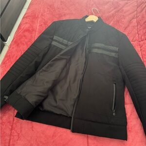 Men's Black Quilted-Detail Bomber Jacket